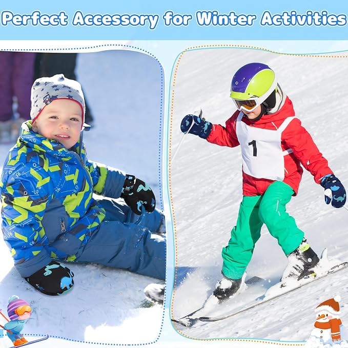 Olreco Baby Toddler Mittens Waterproof Infant Baby Winter Mittens Toddler Snow - Image 3