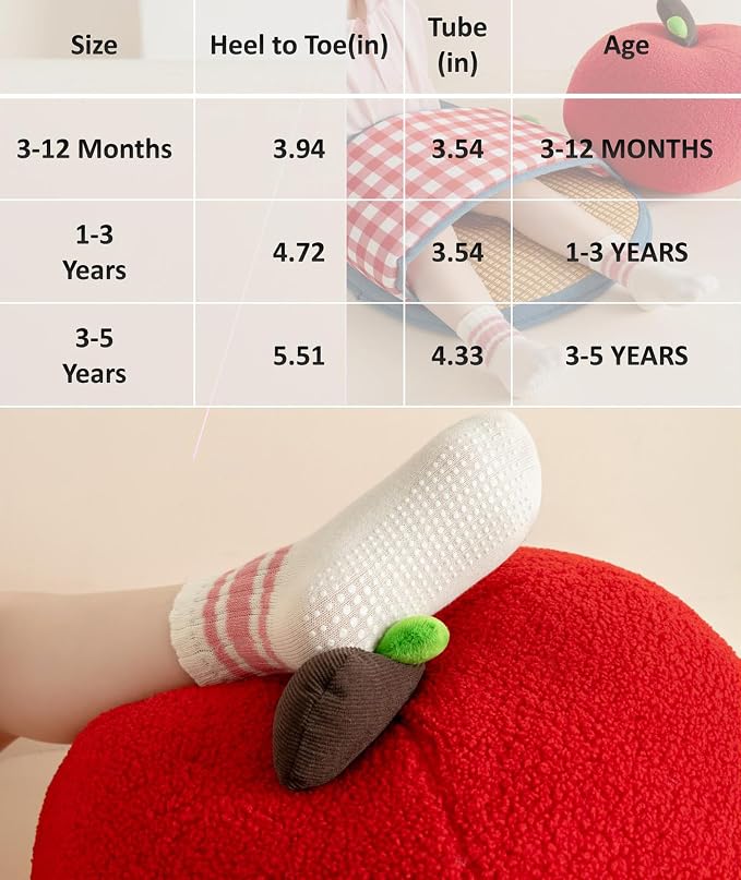 Toddler Grip Socks with Non-Slip Unisex Baby Stripe Crew Cotton Socks | Retro - Image 4