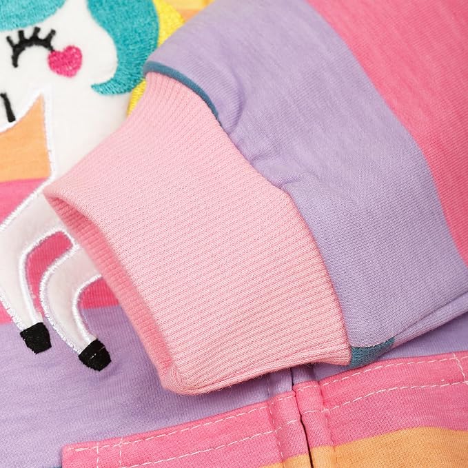 Baby Girl Zip-up Jacket Rainbow Unicorn Cotton Hoodie Sweatshirt Toddler Fall - Image 7