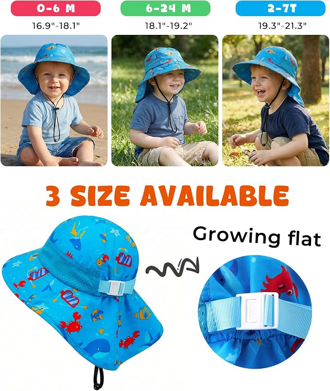 Toddler Baby Sun Hat Kids Summer Beach Essentials Adjustable Beach Hats - Image 3