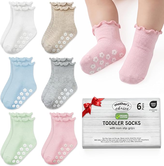 Organic Cotton Blend Ruffle Toddler Socks 6M-12M-2t-3t-4t-5t Gift by MothersChoice