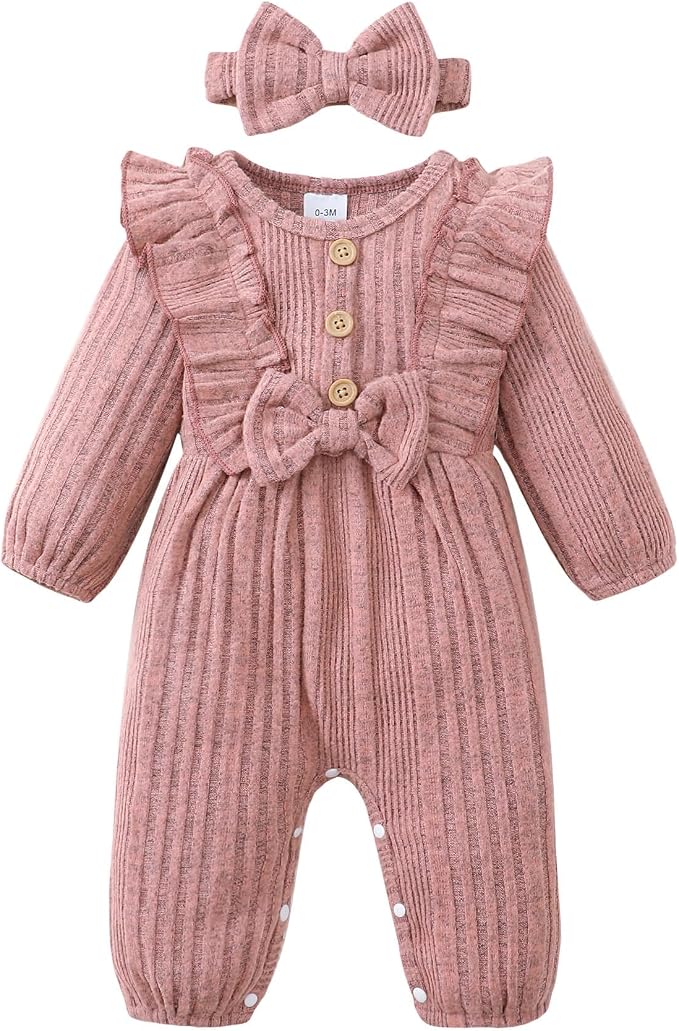 Mioglrie Newborn Baby Girl Clothes 1 Piece Infant Fall Winter Romper Outfit | by Mioglrie
