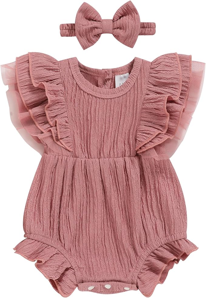 TITKKOP Ruffle Bubble Romper for Baby Girl | One-Piece Shorts Jumpsuit | Summer by TITKKOP