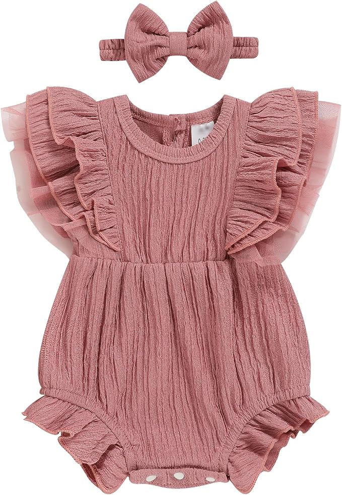 TITKKOP Ruffle Bubble Romper for Baby Girl | One-Piece Shorts Jumpsuit | Summer by TITKKOP