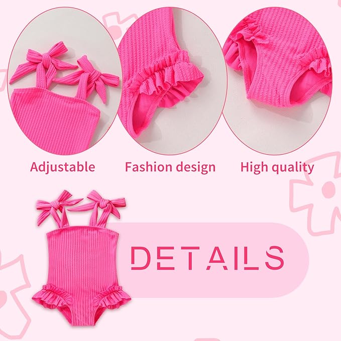 Happy Town Toddler Swimsuit Girl Solid Color Stripe One-Piece Baby Bathing Suits