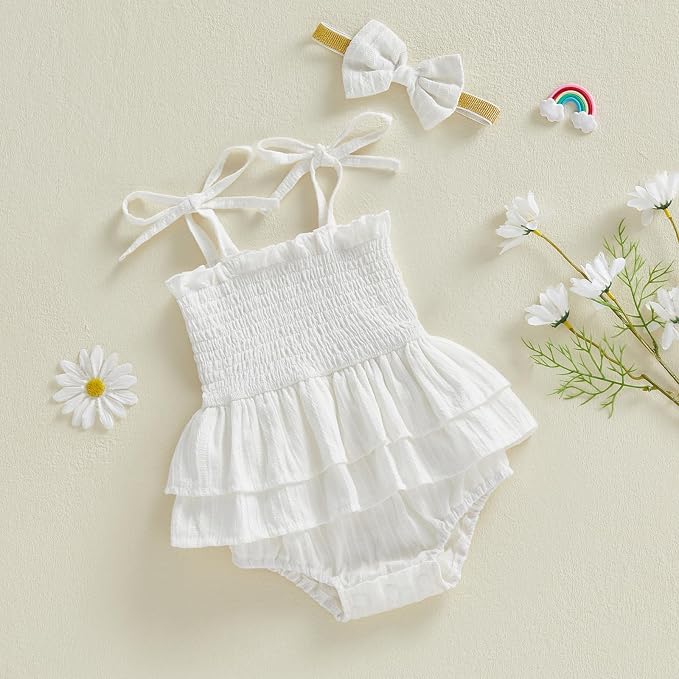 Newborn Baby Girl Summer Clothes Plaid Ruffle Bodysuits Onesie Infant Girl - Image 3