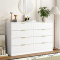 8 Drawer Dresser for Bedroom, Modern Fluted Double Dresser, 55" Wide Chest of Dressers, Wooden Beside Table for Closet, Living Room and Entryway, White