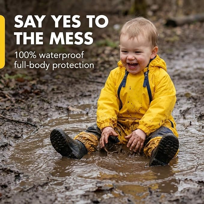 Tuffo Muddy Buddy Kids Waterproof Rain Suit One-Piece Coverall, Dual Zippers - Image 3