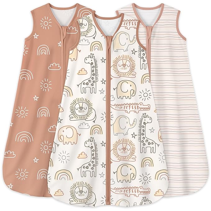 Yoofoss Baby Sleep Sack 6-12 Months 0.5 Tog Wearable Blanket for Baby, 3 Pack 100% Organic Cotton Infant Toddler Sleeping Sack 2-Way Zipper Lightweight Sleep Sack