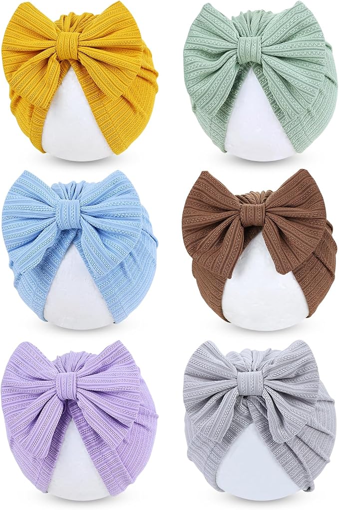 Cinaci 6 Pack Nursery Hospital Caps Bonnets Beanies Headwraps Turban Hats by Cinaci