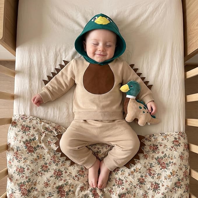 Infant Baby Boy Fall Winter Clothes Outfit Hooded Long Sweatshirt Pant Set - Image 4