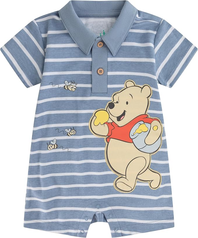 Disney Cars Pooh Mickey Stitch Baby Boys 2 Pack Romper - Image 3