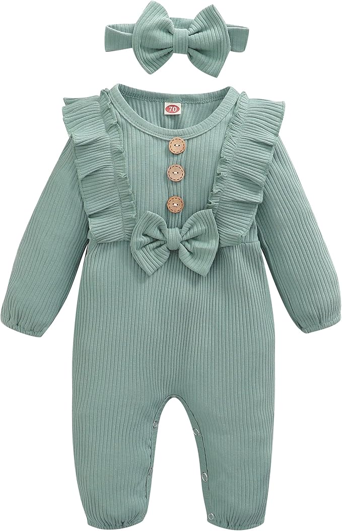 Mioglrie Newborn Baby Girl Clothes 1 Piece Infant Fall Winter Romper Outfit | by Mioglrie