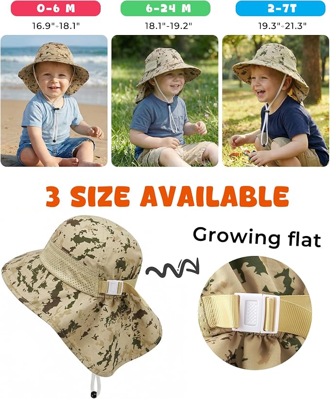 Toddler Baby Sun Hat Kids Summer Beach Essentials Adjustable Beach Hats - Image 5