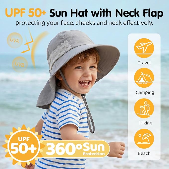 Baby Sun Hat with Neck Flap UPF 50+ - Image 2