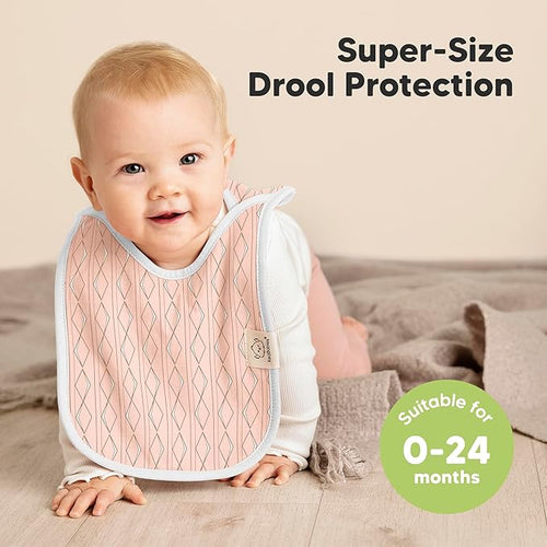 8-Pack Baby Bibs for Boys, Girls - Pullover Bibs for Drooling Teething Baby Girl & Boy Toddler, Newborn, Soft & Absorbent, Cute Colors, Large Torso Coverage Keep Infant Clean & Dry (Prism)