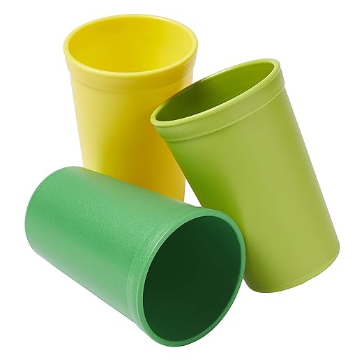 ECR4Kids My First Meal Pal Drinking Cups, Kids Plastic Tableware, Stackable and Dishwasher Safe, Stackable Tumblers for Baby, Toddler and Child Feeding, 3-Pack - Citrus