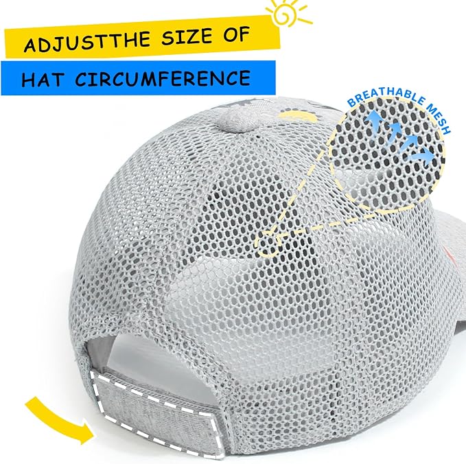 Mesh Toddler Baseball Cap, Adjustable Breathable Sun Hat - Image 4