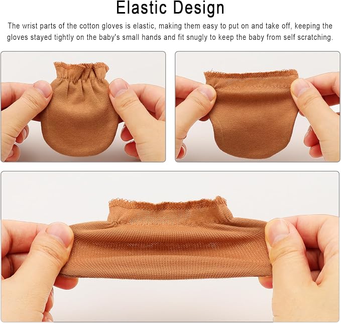 BQUBO Newborn Infant Toddler Mittens No Scratch Cotton Elastic Wrist Gloves - Image 7