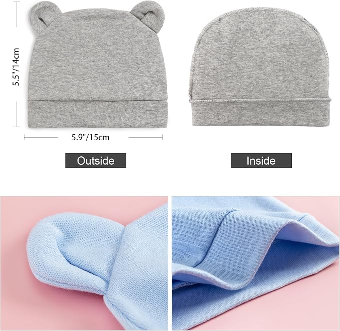DRESHOW BQUBO 6 Pack Baby Hats for Boys Girls Unisex Preemie Hat Soft Knit Cap - Image 7