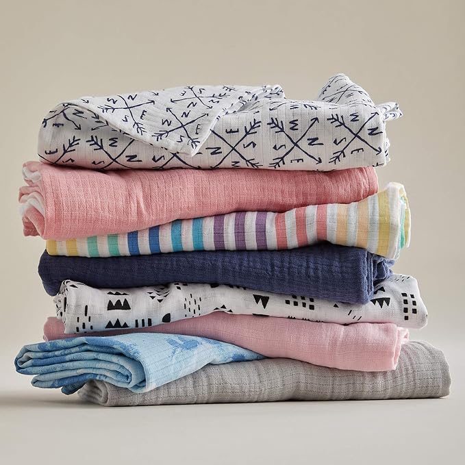 HonestBaby 3-Pack Organic Cotton Swaddle Blankets, Rose Blossom, One Size - Image 5