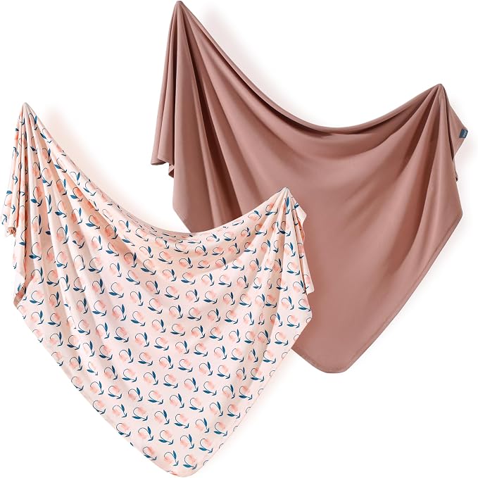 2-Pack Ultra Soft Stretchy Jersey Knit Baby Swaddle Blankets, 33x44 | Snug by BUYNOW
