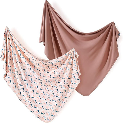 2-Pack Ultra Soft Stretchy Jersey Knit Baby Swaddle Blankets, 33x44 | Snug by BUYNOW