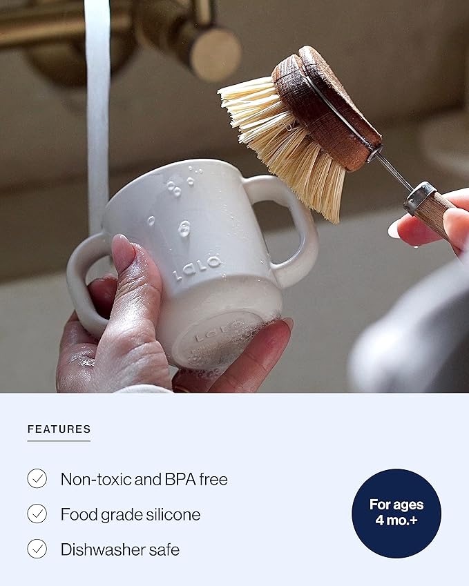 Lalo Little Cup, Non-Toxic Silicone Straw Cup with Handles - Baby and Toddler Sippy Cup - Mini Cup and Straw Training System, 4oz, Olive