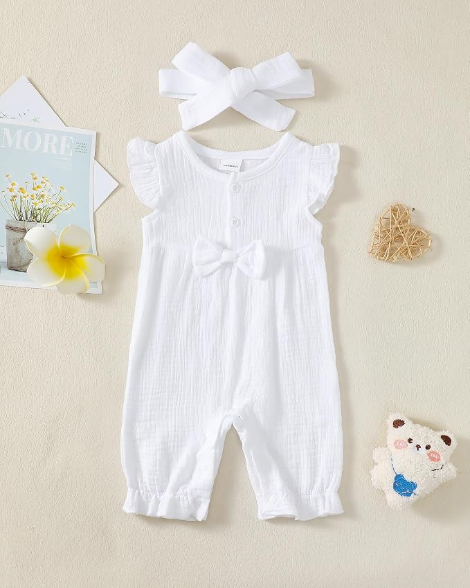 Renotemy Newborn Baby Girl Clothes Romper Summer Outfits Preemie-18Months | - Image 2