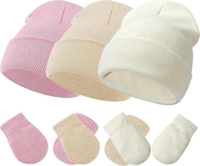 Baby Hats and Mittens Set Infant Toddler Beanie Cap Newborn Gloves by SeaZaela