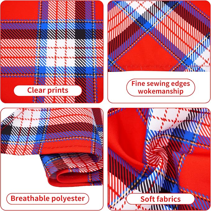 7 PCS Medium Plaid Dog Bandanas Hemming Seam Edge Dog Bandana - Image 3