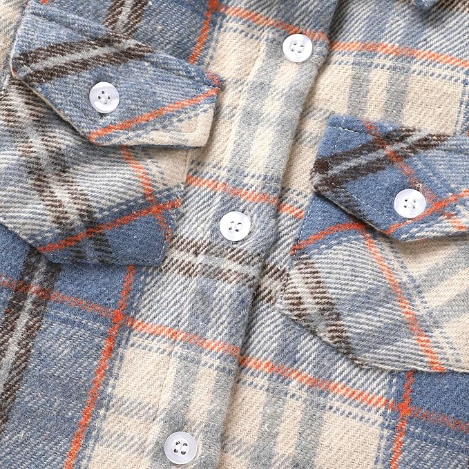 YOUNGER STAR Toddler Kids Boys Girls Flannel Hooded Plaid Shirt Button Baby Red - Image 4