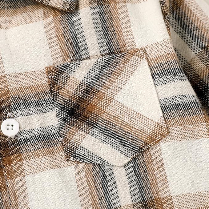 YOUNGER STAR Toddler Kids Boys Girls Flannel Hooded Plaid Shirt Button Baby Red - Image 4