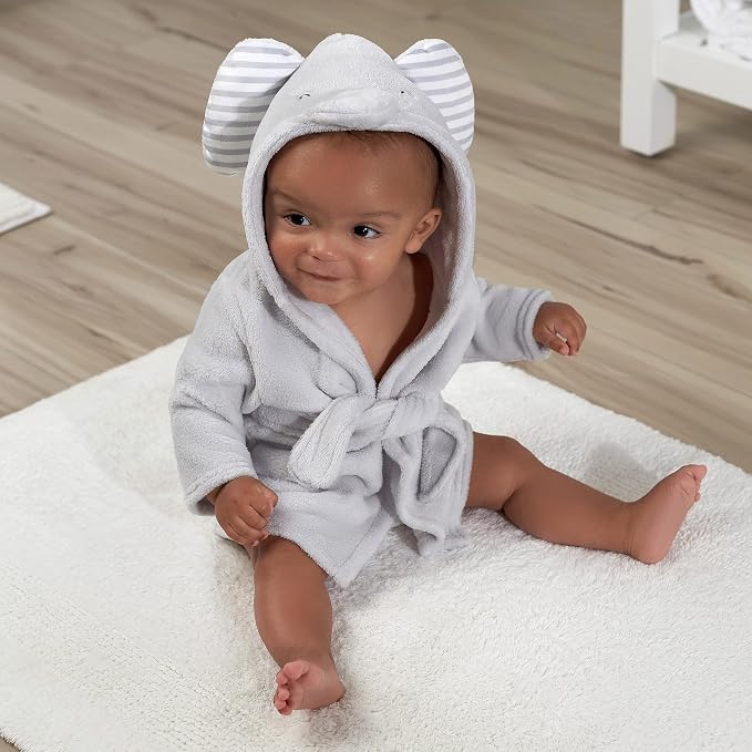 Gerber Baby Boys & Girls Plushy Soft Hooded Animal Character Bathrobe - Image 2
