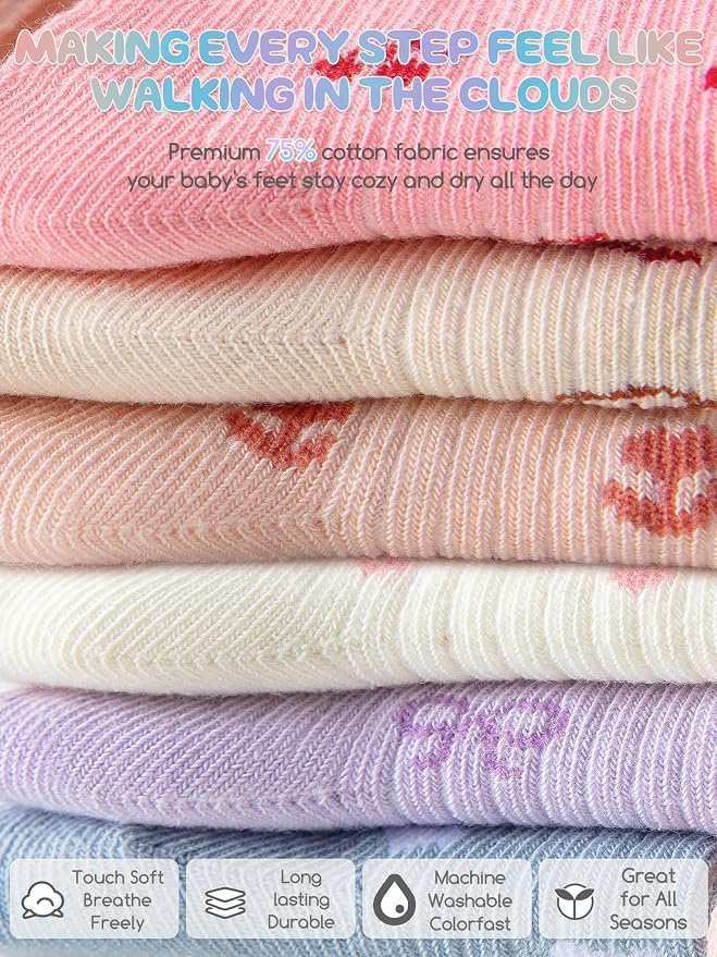 Baby Toddler Girls Socks Grip Ruffle Non Slip Kids Cotton 12 Pack Socks | - Image 5
