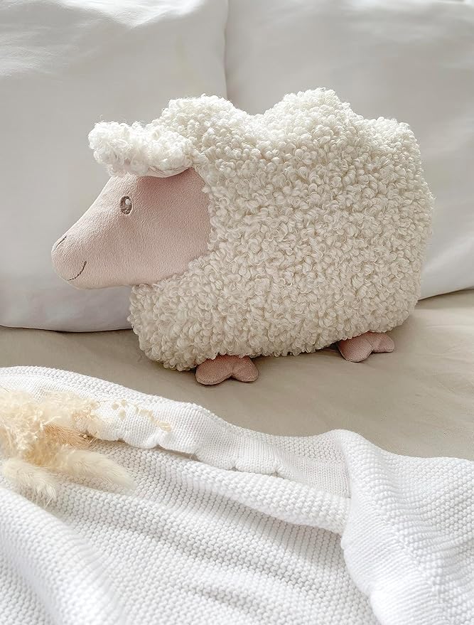 MON AMI Lamb Shaped Pillow – 13.5x12 Inch Plush Sheep Cushion | Soft Decorative Stuffed Animal Pillow | Cute Room, Nursery, or Bed Décor | Cozy Hugging Pillow & Gift for All Ages