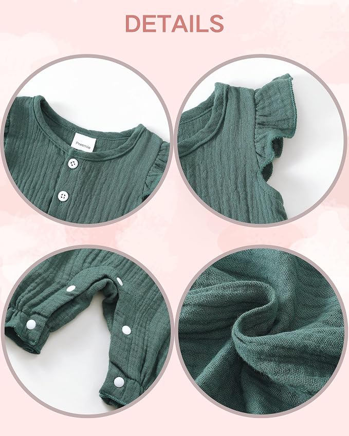 Renotemy Newborn Baby Girl Clothes Romper Summer Outfits Preemie-18Months | - Image 5