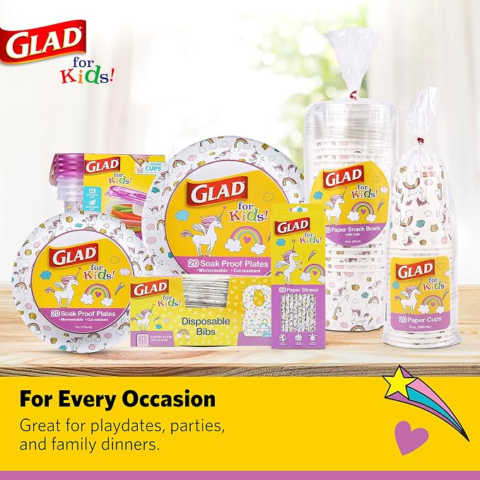 Glad for Kids Disposable Paper Bibs & Crumb Catcher, 30 Ct, 24-Pk | Absorbent - Image 10