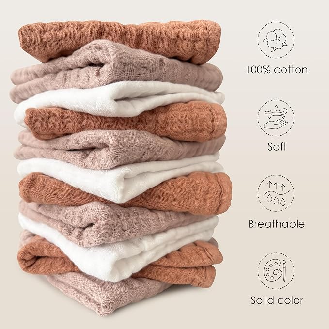 Sunny zzzZZ Baby Muslin Washcloths -100% Cotton Muslin Soft Absorbent Large - Image 5