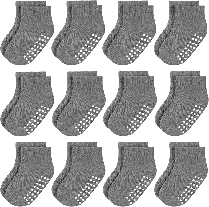 Baby Non-Slip Ankle Socks 12 Pack Soft Cotton by JAKIDAR
