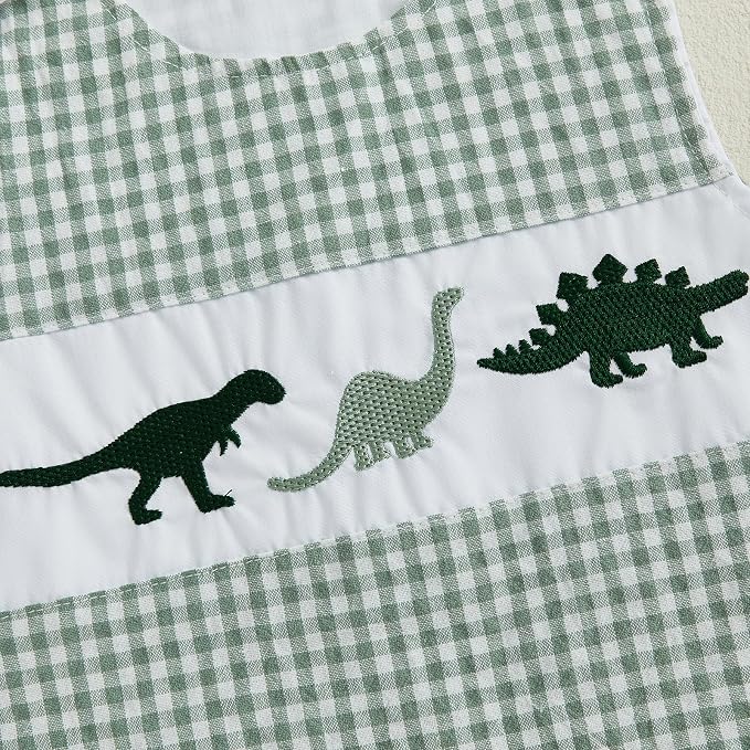 Newborn Baby Boys Sleeveless Seersucker Romper One Piece Straps Overalls - Image 5