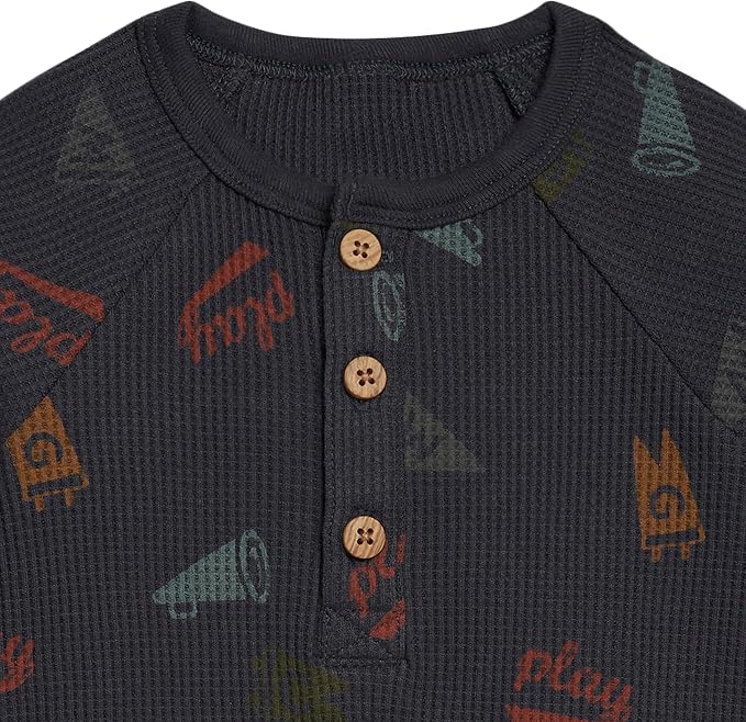Modern Moments by Gerber Baby Henley Waffle Knit Romper - Image 2