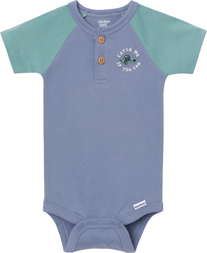 4-Pack Baby Boys Dino Blues Short Sleeve Onesies® Bodysuits - Image 6