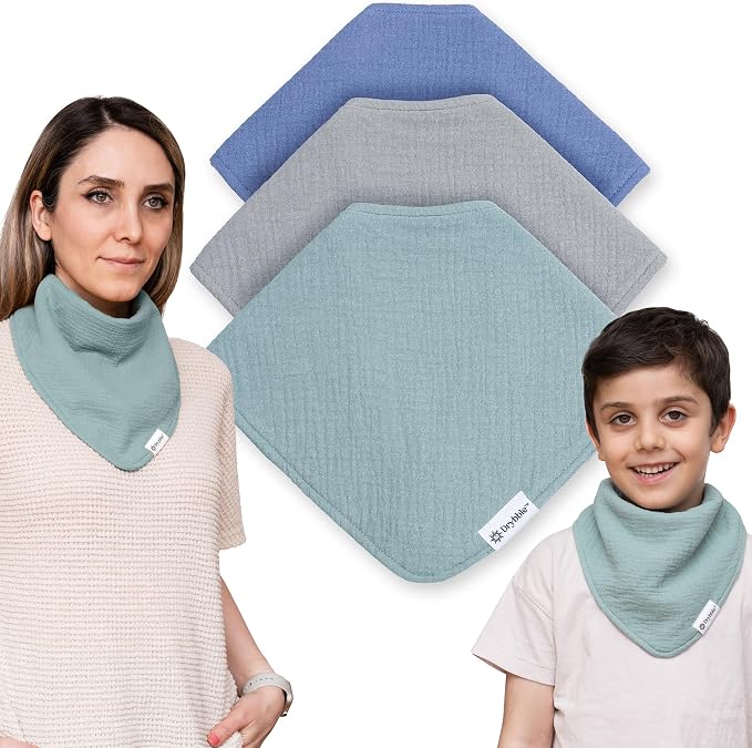 Bandana Bibs with 3 Waterproof Lining Organic Cotton Drool Bibs by Drybble