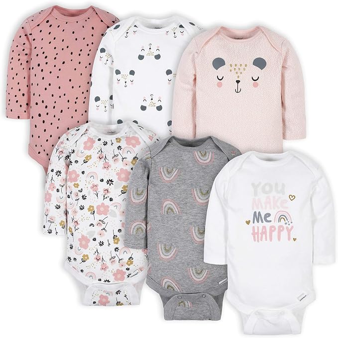 Gerber Baby Girls' 6-pack Long-sleeve Onesies Bodysuits by Gerber