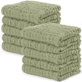 Comfy Cubs Muslin Baby Washcloths 10 Pack - Soft 6-Layer Cotton Wash Cloths for Sensitive Skin - 10"x10" Large, Gentle, Absorbent Infant Essentials for Newborn and Toddlers - Sage