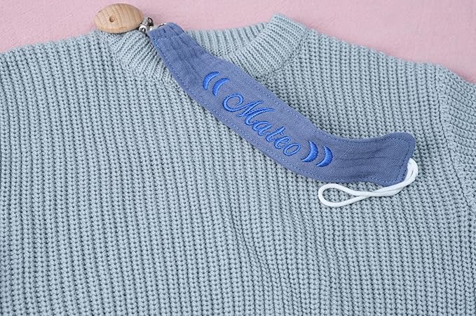 Personalized Bohemian Pacifier Clip Embroidered with Name is The Perfect Newborn Gift Made from eco-Friendly Bamboo! (Pink)