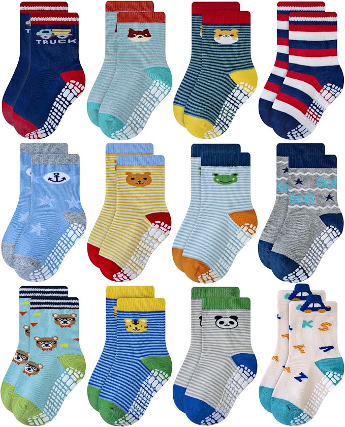 RATIVE Non Skid Anti Slip Crew Socks by RATIVE