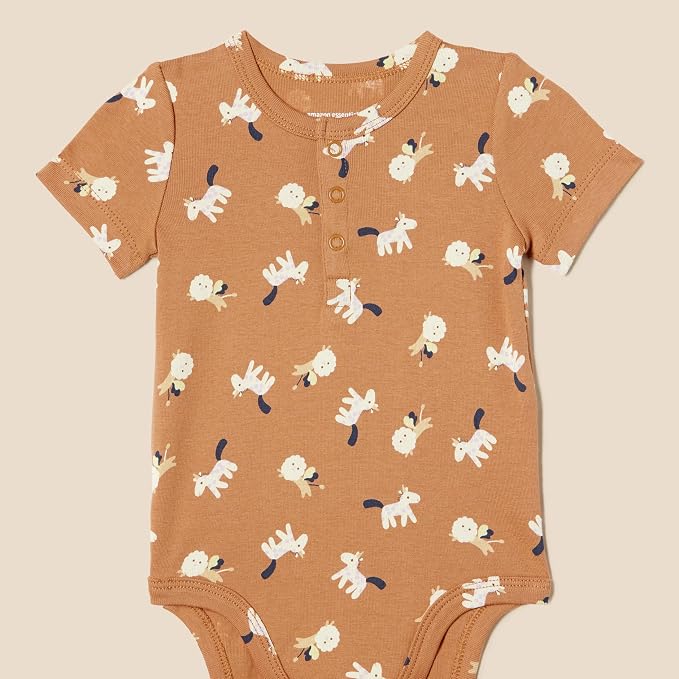 Amazon Essentials Unisex Babies' Short Sleeve Henley Bodysuit - Image 3