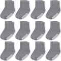 Baby Toddlers Crew Socks with Non-Slip Grip 12 Pack Cotton Stretch Socks | Soft by JAKIDAR